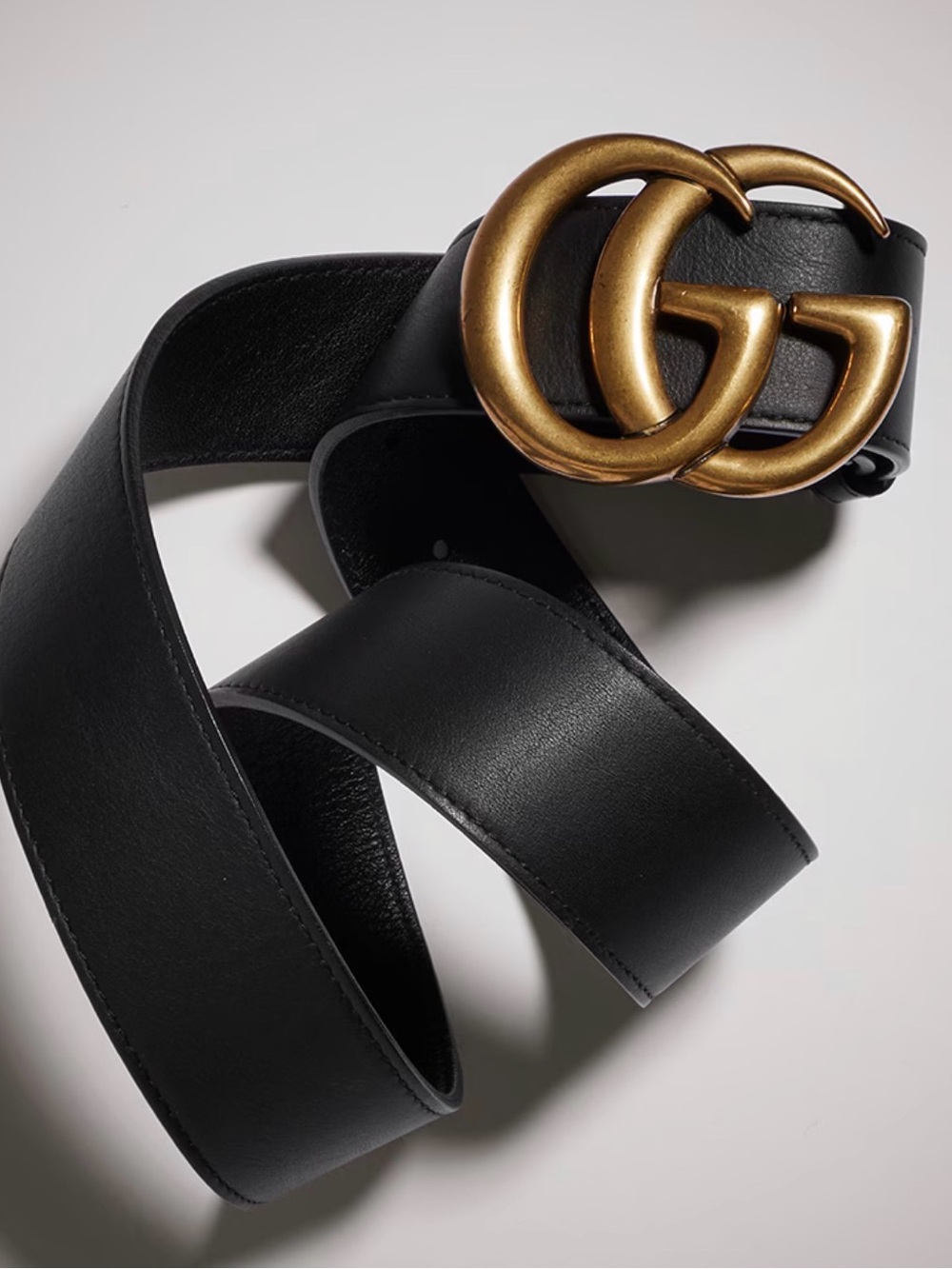 Gucci GG Marmont wide belt black with gold logo
